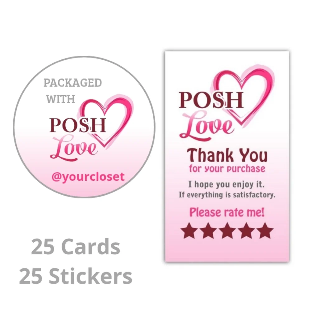 25 Thank Hearts Thank you cards & 25 Stickers